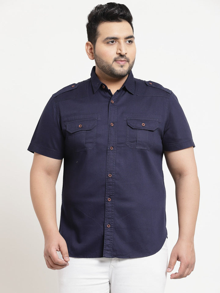 Plus Size Men Cargo Casual Shirt