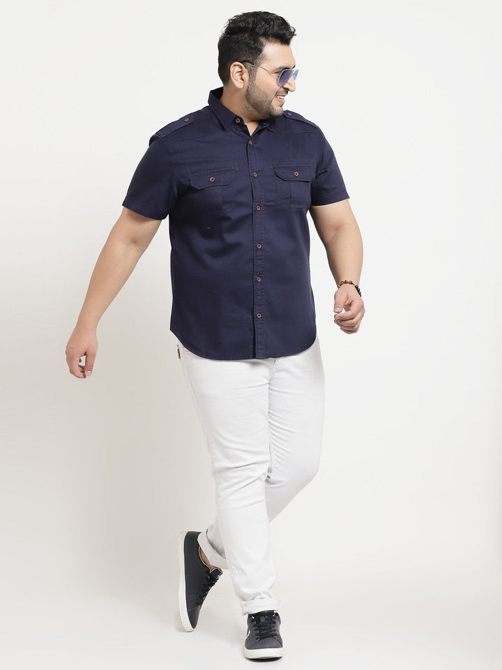 Plus Size Men Cargo Casual Shirt