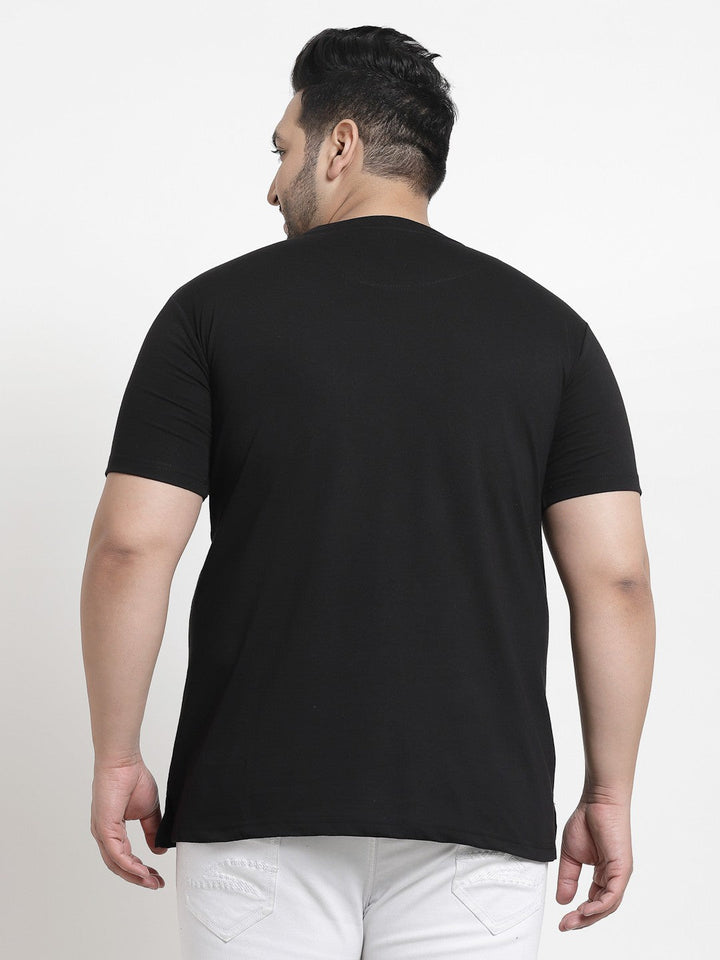 Plus Size Men  Black  White Printed Pure Cotton T-shirt