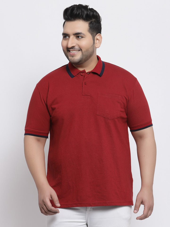 Plus Size Men Maroon Cotton T-shirt