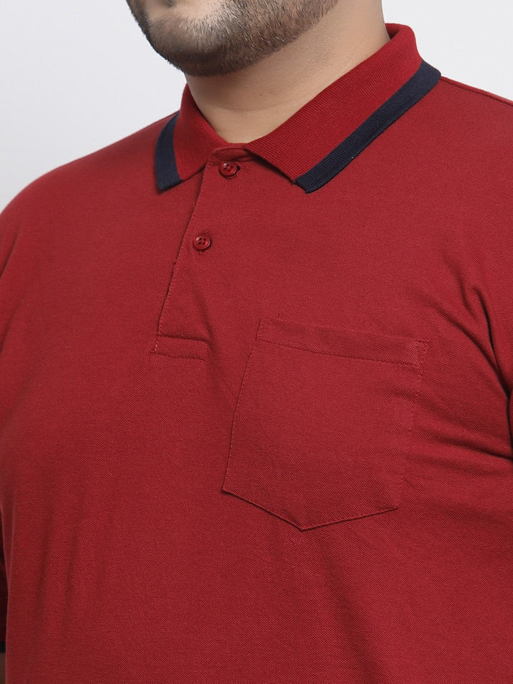 Plus Size Men Maroon Cotton T-shirt