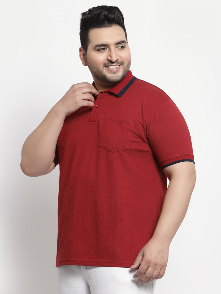 Plus Size Men Maroon Cotton T-shirt