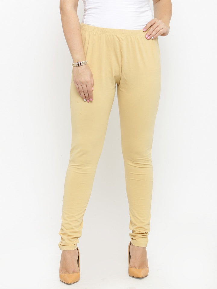 Plus Size Beige Churidar Leggings