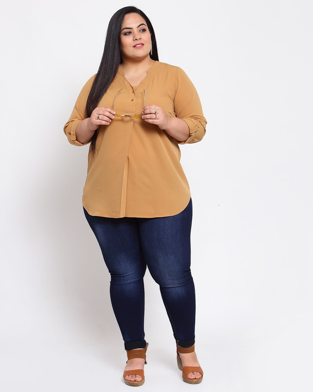 Plus Size Mustard Yellow Regular Top