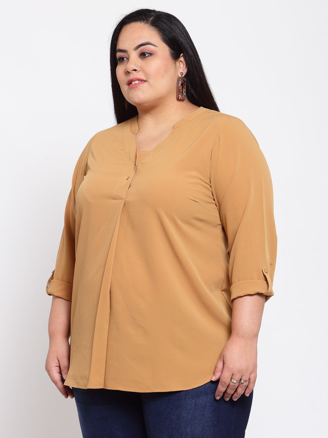 Plus Size Mustard Yellow Regular Top