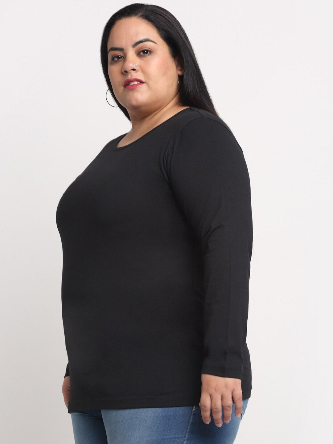 Plus Size  Women Black T-shirt