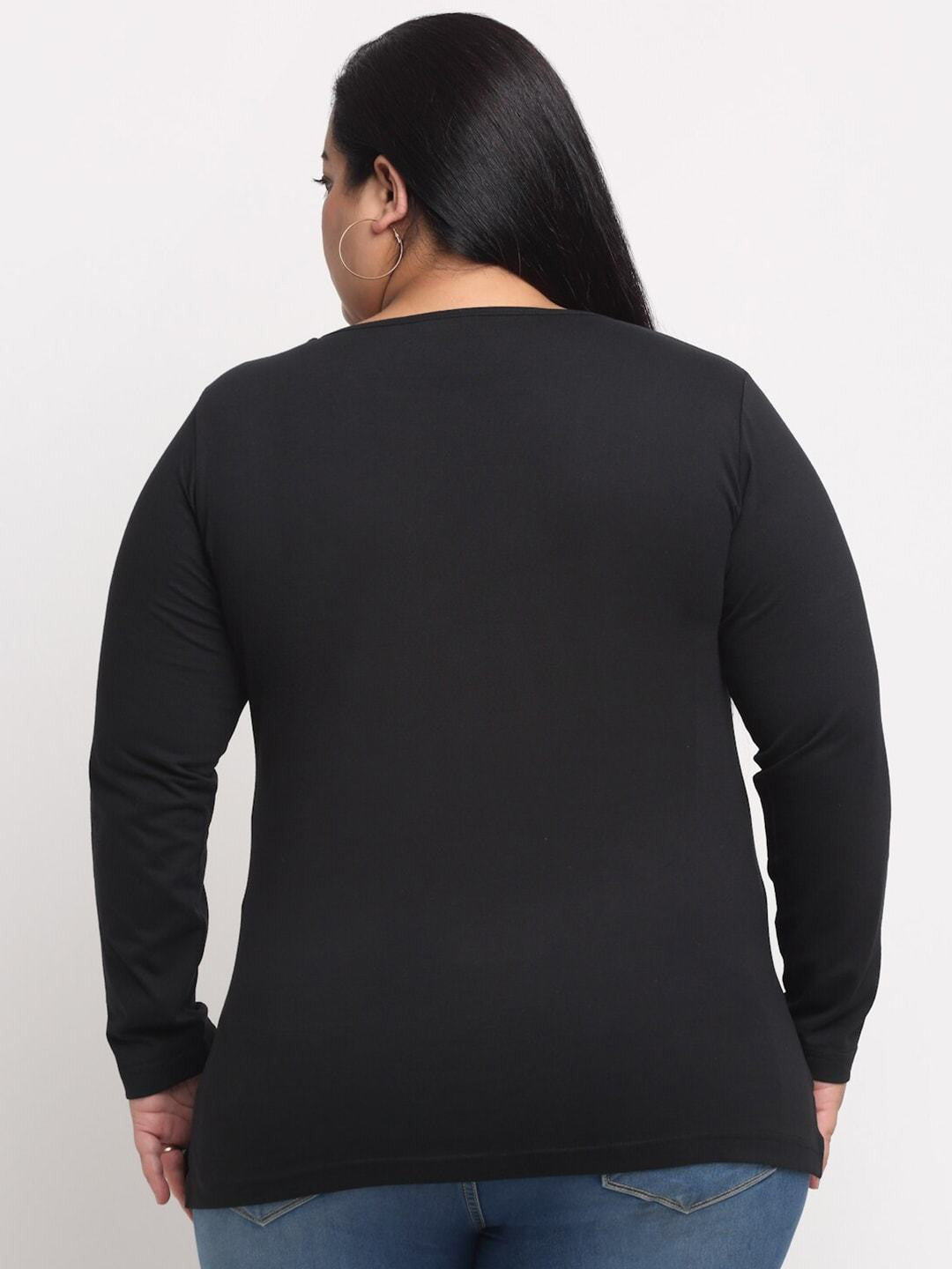 Plus Size  Women Black T-shirt