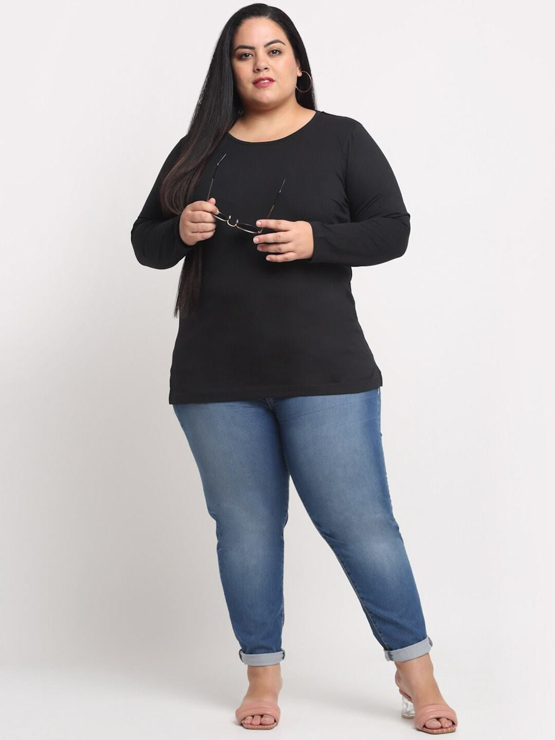 Plus Size  Women Black T-shirt