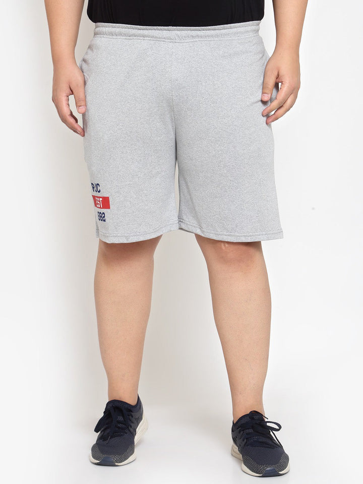 Plus Size Men Grey Mid-Rise Regular Shorts