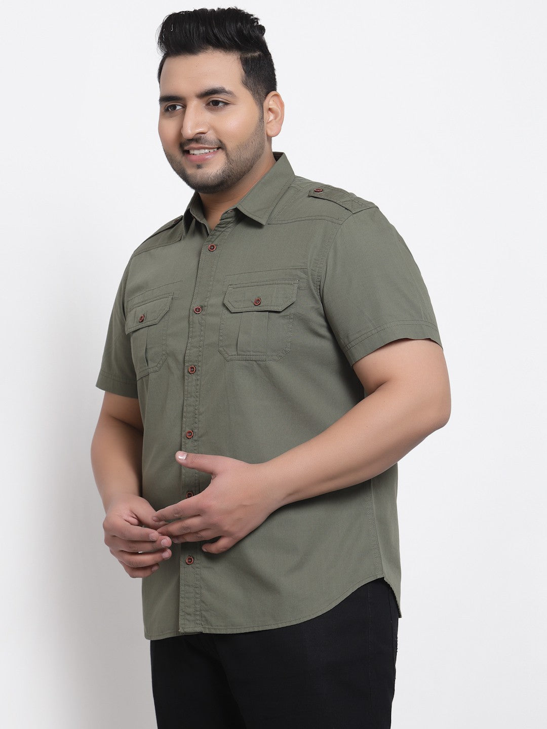 Plus Size Men Cargo Casual Shirt