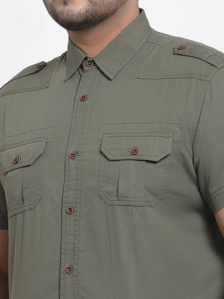 Plus Size Men Cargo Casual Shirt