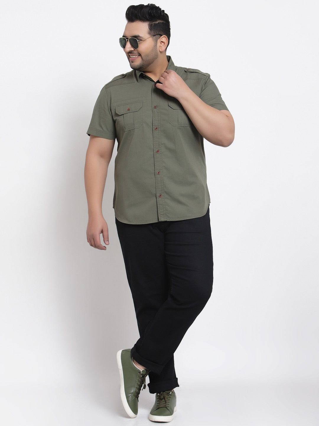 Plus Size Men Cargo Casual Shirt
