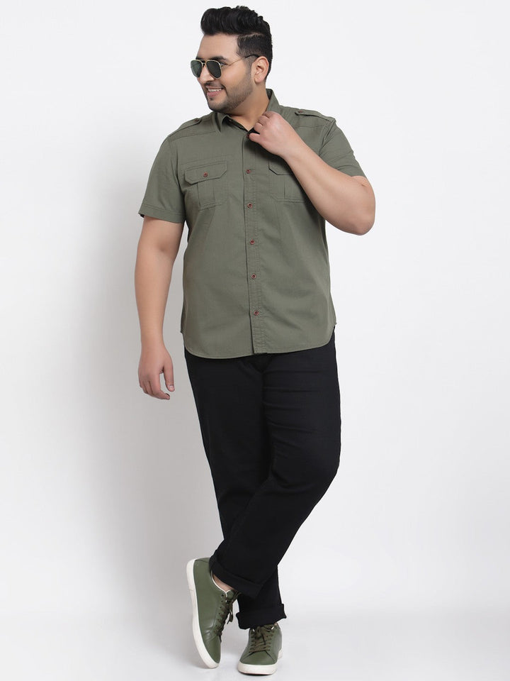 Plus Size Men Cargo Casual Shirt