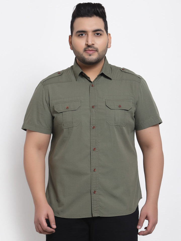 Plus Size Men Cargo Casual Shirt