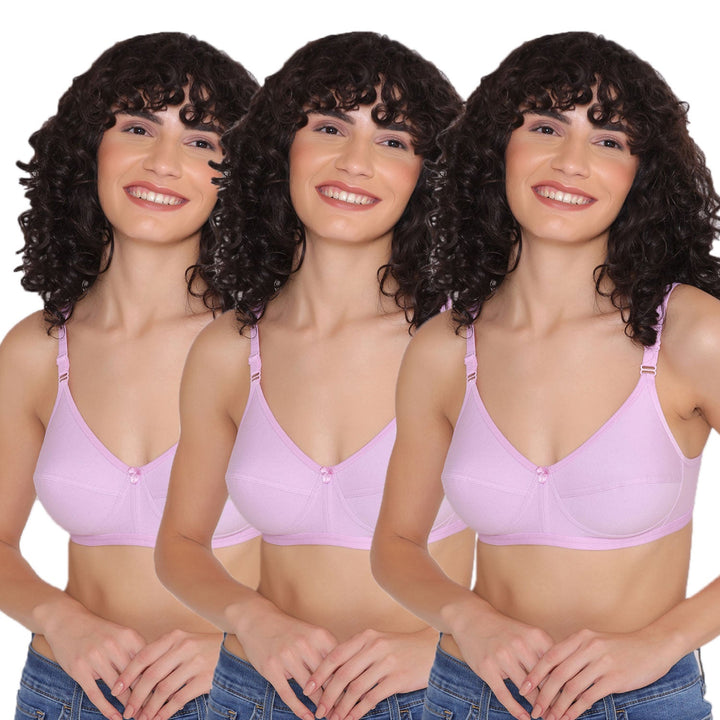 Women's Non Padded Non-Wired Regular Bra (Pack of 3)-ZOE